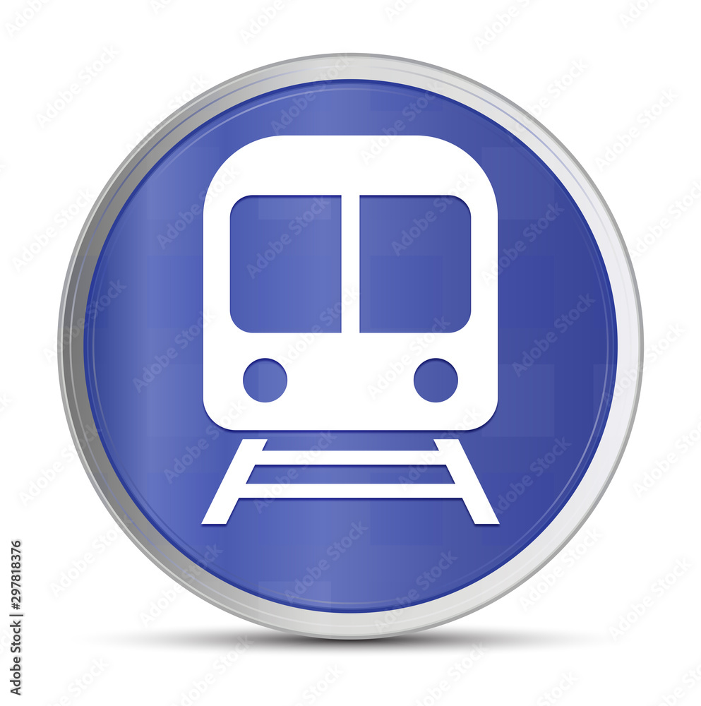 Train icon prime blue round button vector illustration design silver frame push button Train icon prime blue round button vector illustration design silver frame push button