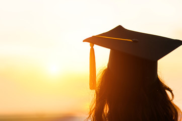Graduates wear a black hat to stand for congratulations on graduation