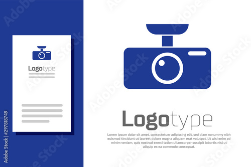 Blue Car DVR icon isolated on white background. Car digital video recorder icon. Logo design template element. Vector Illustration