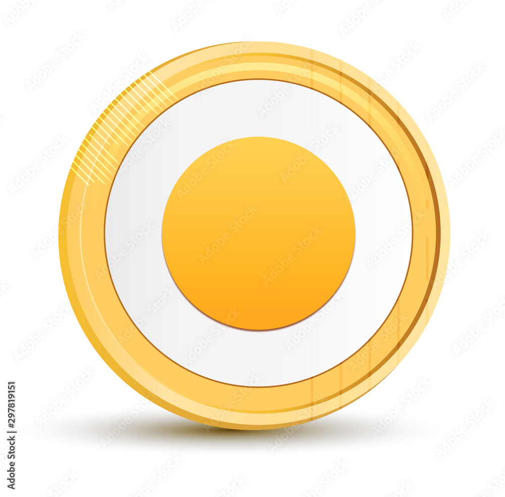 Record icon gold round button golden coin shiny frame luxury concept abstract illustration isolated on white background Record icon gold round button golden coin shiny frame luxury concept abstract illustration isolated on white background