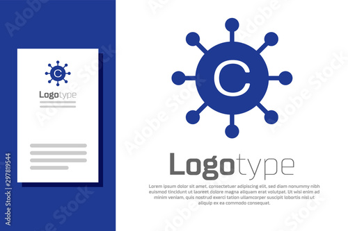 Blue Copywriting network icon isolated on white background. Content networking symbol. Copyright sign. Copywriting network sign. Logo design template element. Vector Illustration