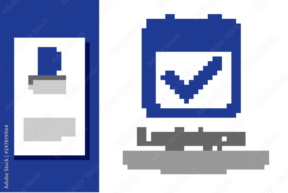 Blue Calendar with check mark icon isolated on white background. Logo ...