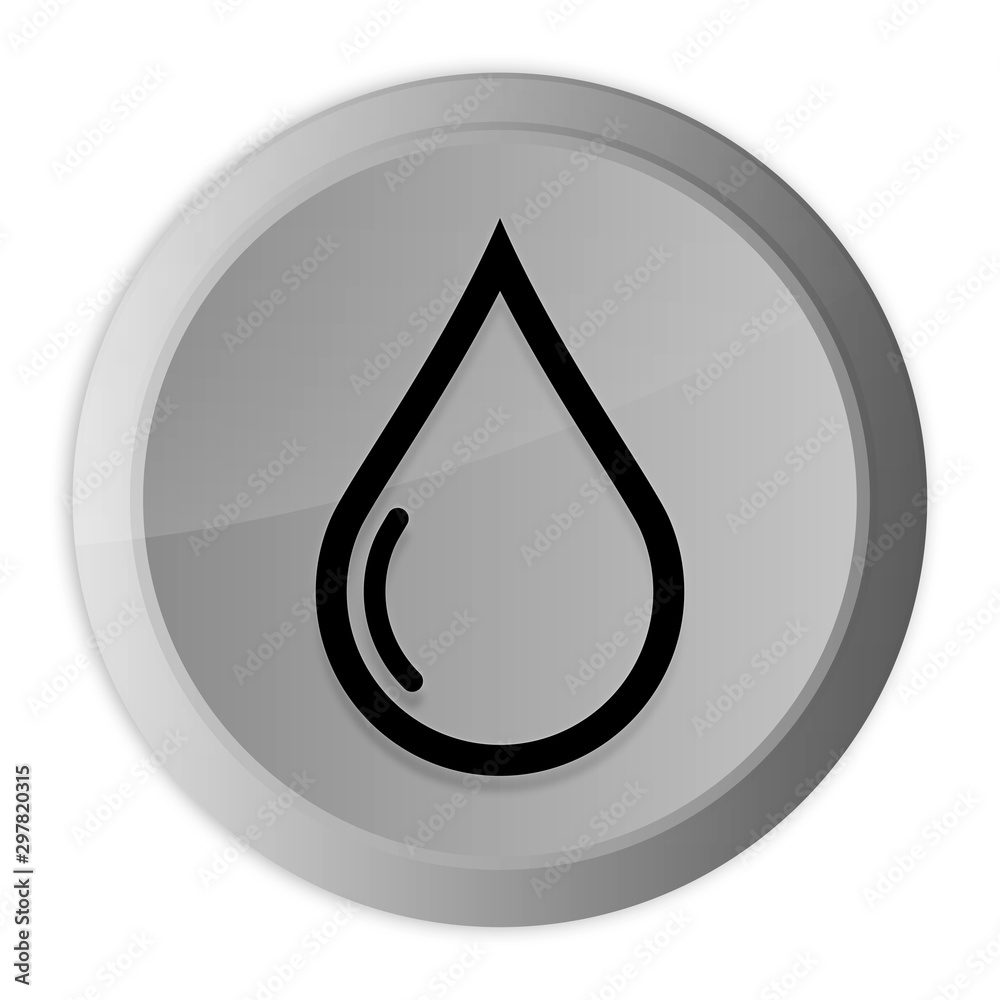 Water drop icon metal silver round button metallic design circle isolated on white background black and white concept illustration Water drop icon metal silver round button metallic design circle isolated on white background black and white concept illustration
