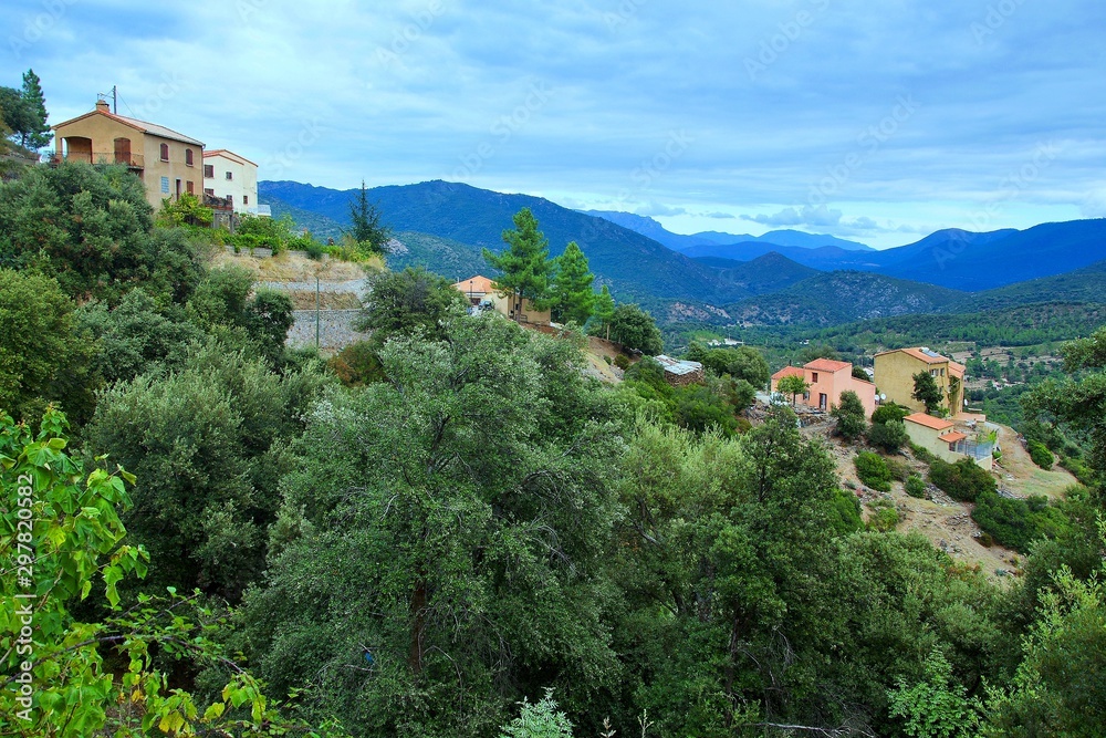 Fototapeta premium Corsica-outlook on the village Castirla