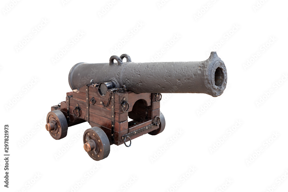 old guns isolated on White background, Montenegro, fortressress old guns isolated on White background, Montenegro, fortressress