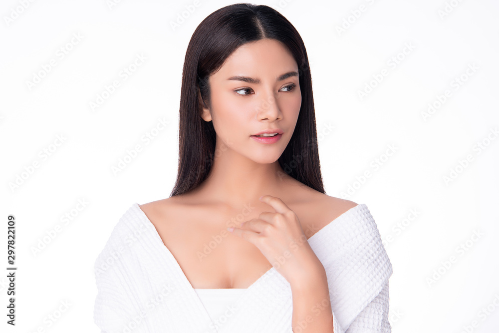 Beautiful young Asian woman with clean and fresh skin Happiness and cheerful. isolated on white background,Beauty and Cosmetics Concept. Beautiful young Asian woman with clean and fresh skin Happiness and cheerful. isolated on white background,Beauty and Cosmetics Concept.