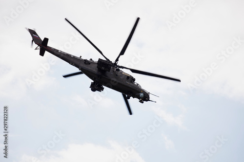 Mi-28 UB attack helicopter performing demonstration flight. Mil 28 (NATO reporting name "Havoc") 
