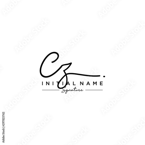 Letter CZ Signature Logo Template Vector