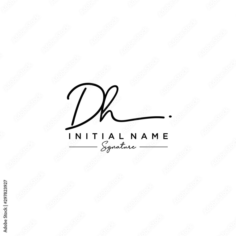 Letter DH Signature Logo Template Vector