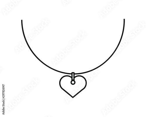 simple vector icon with pendant shape with heart shaped jewel