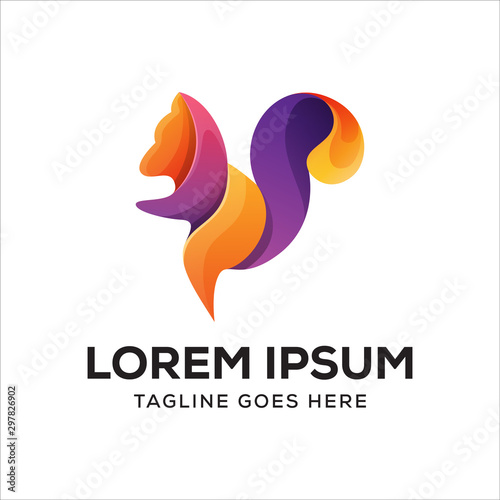 colorful squirrel logo vector