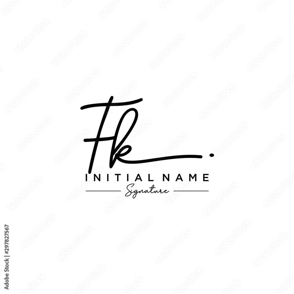 Letter FK Signature Logo Template Vector