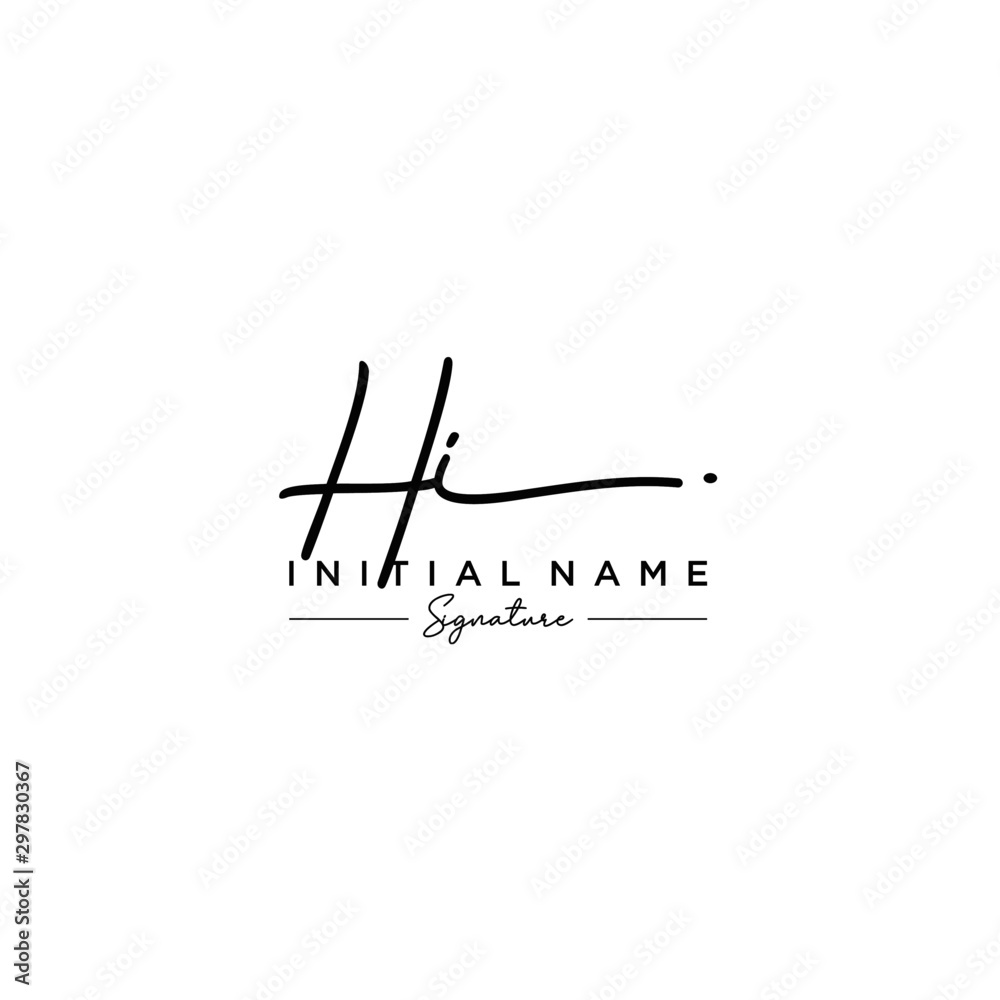 Letter HI Signature Logo Template Vector