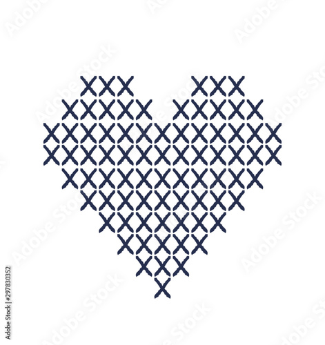 heart made of cross stitch 