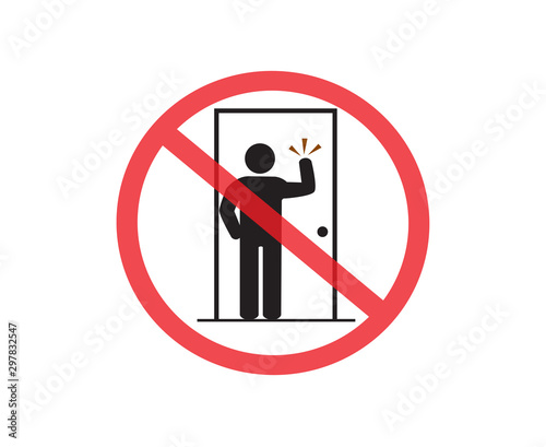 DO NOT DISTURB or DO NOT KNOCK ON THE DOOR board, Accident Prevention signs, beware and careful rhombus Sign, warning symbol, road sign and traffic symbol design concept, vector illustration.