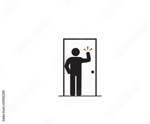 Please knock the door before entering, Accident Prevention signs, beware and careful rhombus Sign, warning symbol, vector illustration. 