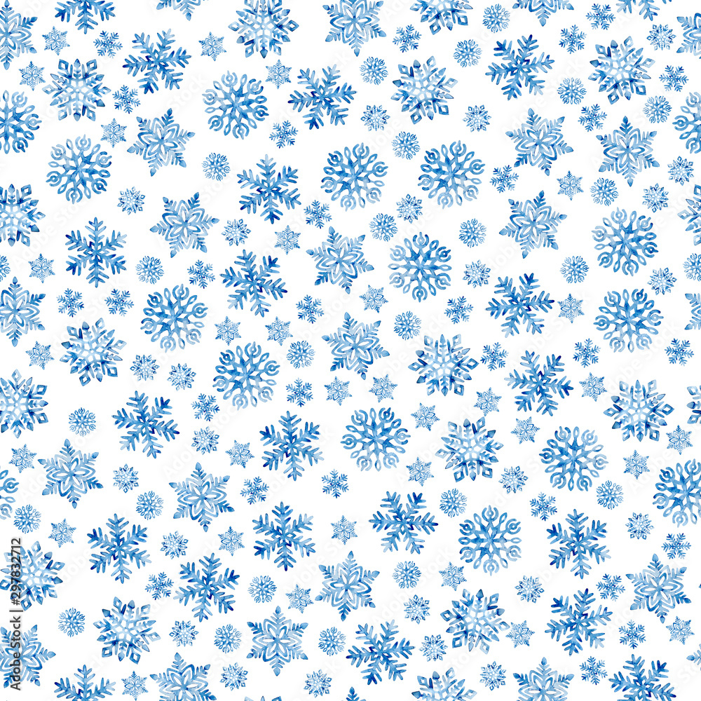 seamless-new-year-and-christmas-pattern-blue-watercolor-snowflakes-on-a-white-background-print-for-wrapping-paper-hand-drawn-winter-watercolor-background-snow-and-blizzard-print-stock-illustration-adobe-stock