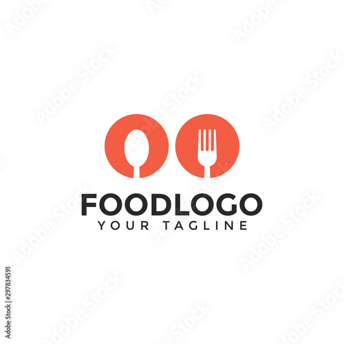 Circle Spoon and Fork, Food, Restaurant Logo Design Template