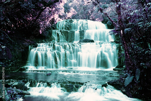 Waterfall in purple and blue hues