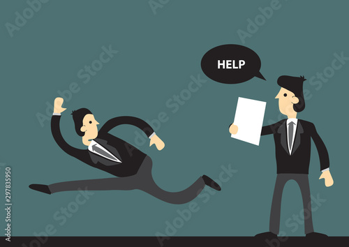 Businessman Running Away from Someone Asking for Help Cartoon Vector Illustration