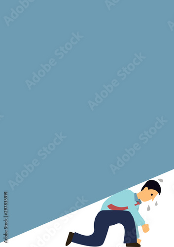 Metaphor of businessman in the corner of the frame