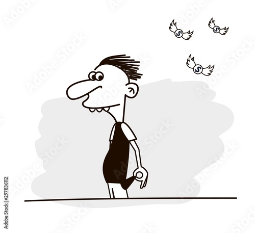 Man has no money. Concept image for several business ideas. Vector