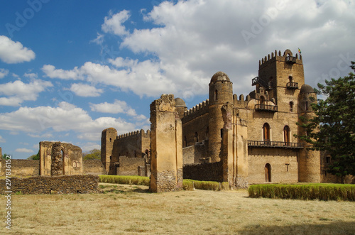 Fasilides Castle, founded by Emperor Fasilides. Fasil Ghebbi (Royal Enclosure) is remains of fortress-city. Its unique architecture shows diverse influences including Nubian styles. Ethiopia, Gondar
