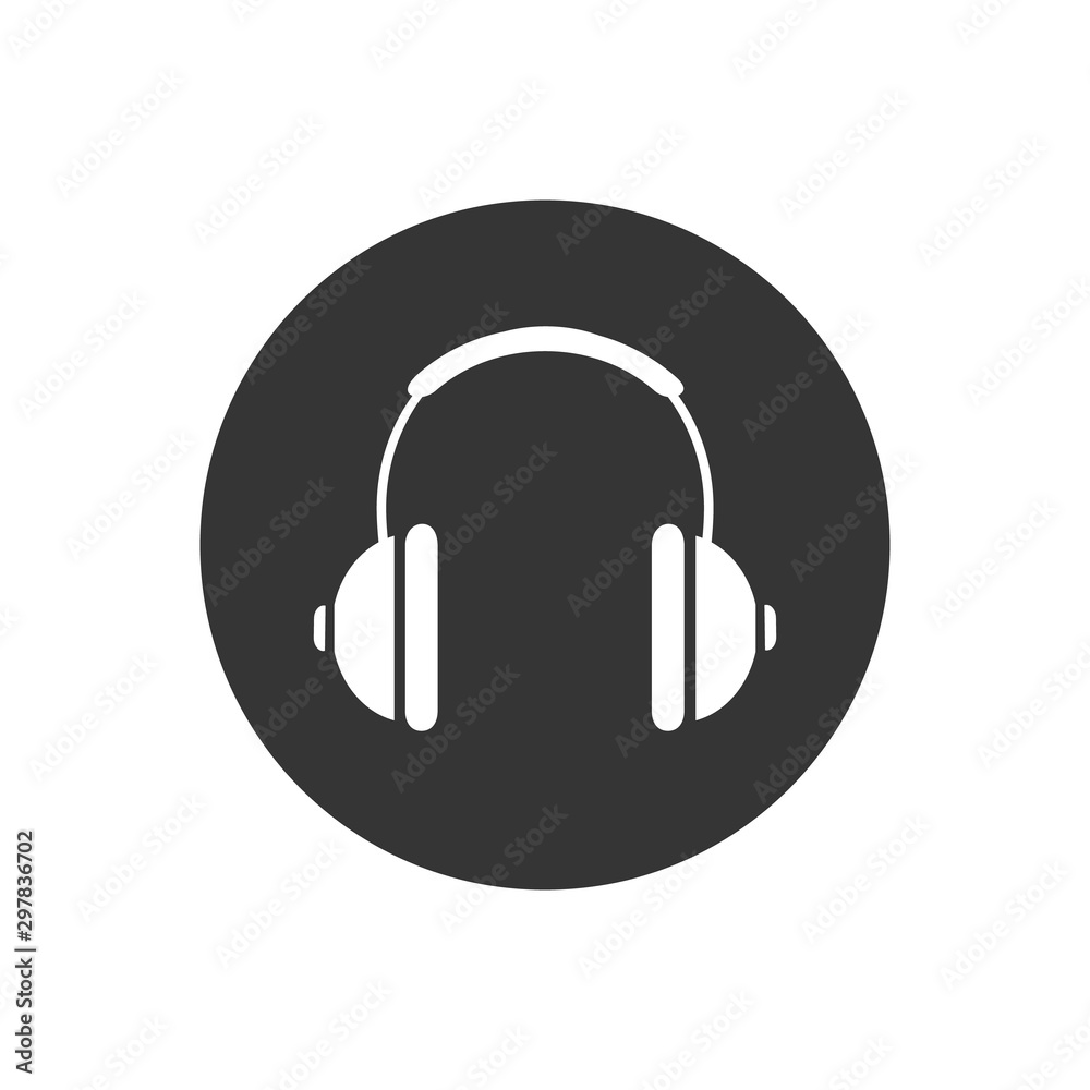Headphone headset icon in flat style. Headphones vector on white isolated background. Audio gadget business concept Headphone headset icon in flat style. Headphones vector on white isolated background. Audio gadget business concept