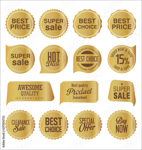 Sale stickers and tags golden collection