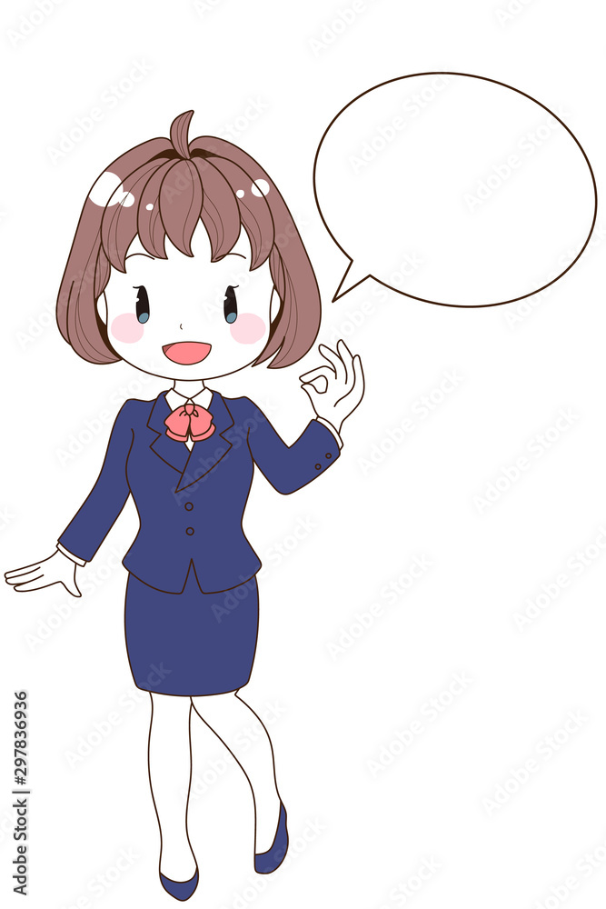 illustration of smiling business woman with markup balloon illustration of smiling business woman with markup balloon
