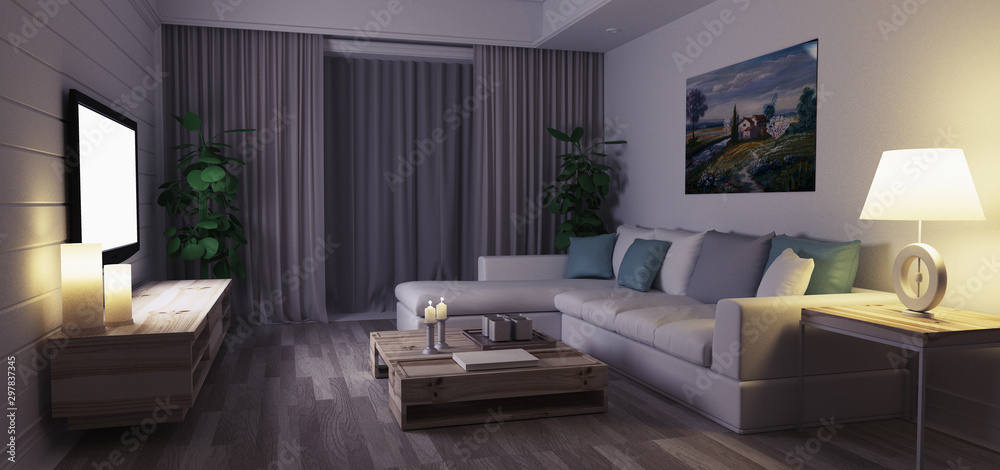 Luxury Modern Living Room, 3d rendering illustration Luxury Modern Living Room, 3d rendering illustration