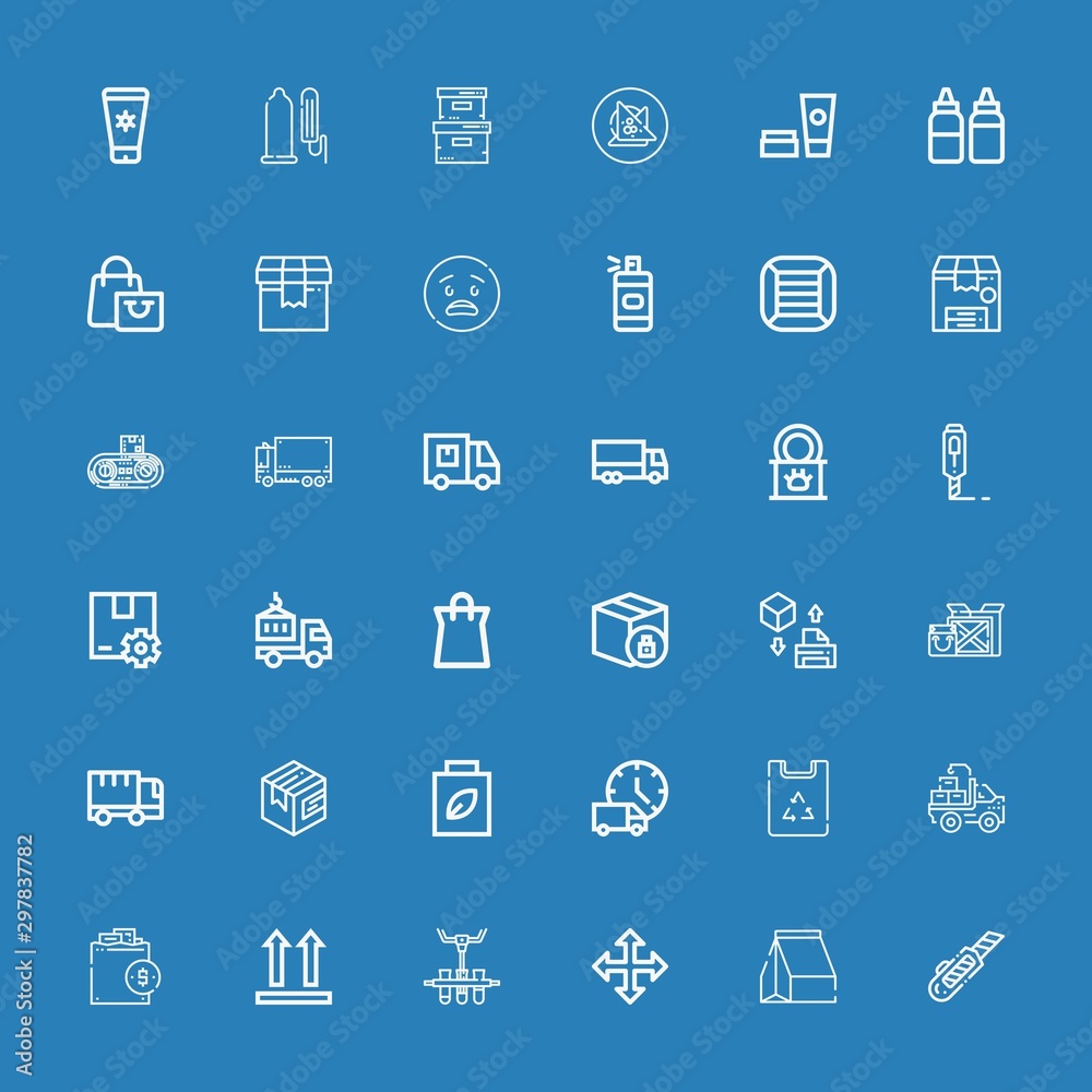 Editable 36 packaging icons for web and mobile