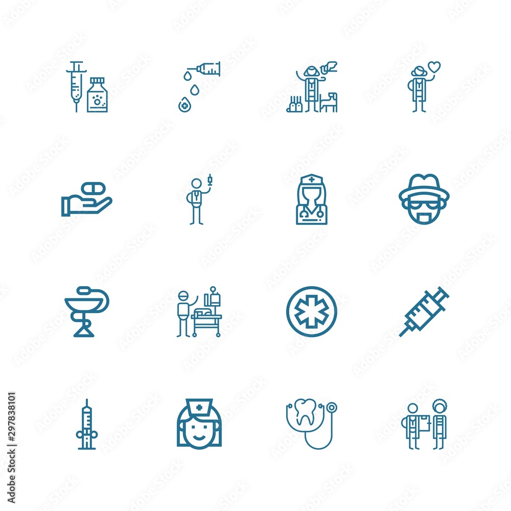 Editable 16 nurse icons for web and mobile