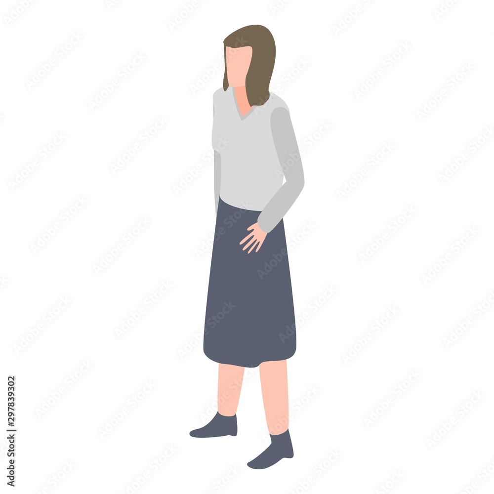 Woman search job icon. Isometric of woman search job vector icon for web design isolated on white background Woman search job icon. Isometric of woman search job vector icon for web design isolated on white background
