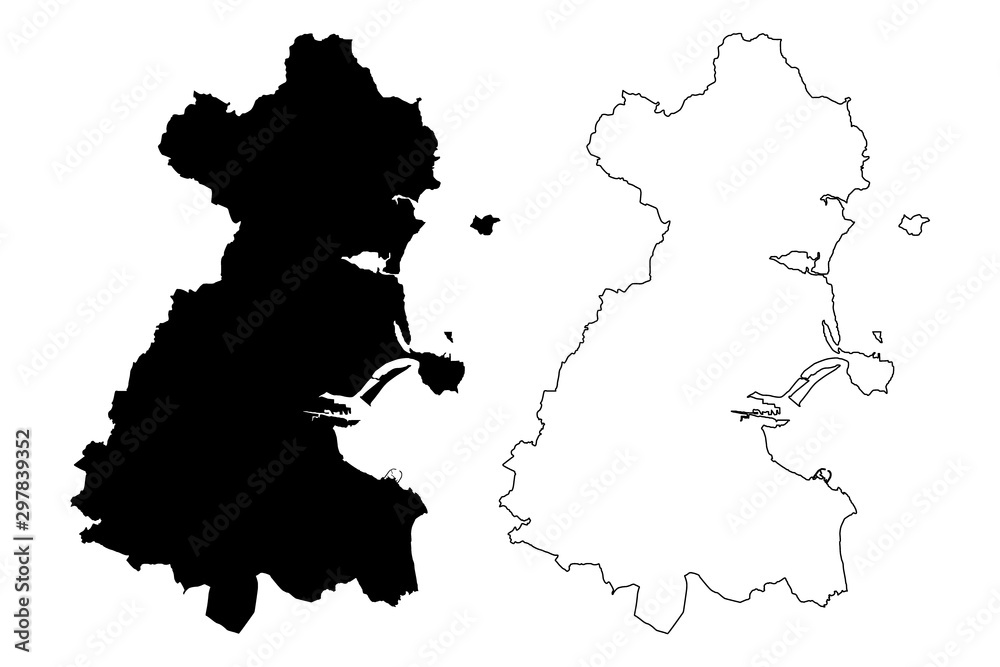 County Dublin (Republic of Ireland, Counties of Ireland) map vector illustration, scribble sketch Dublin region map....