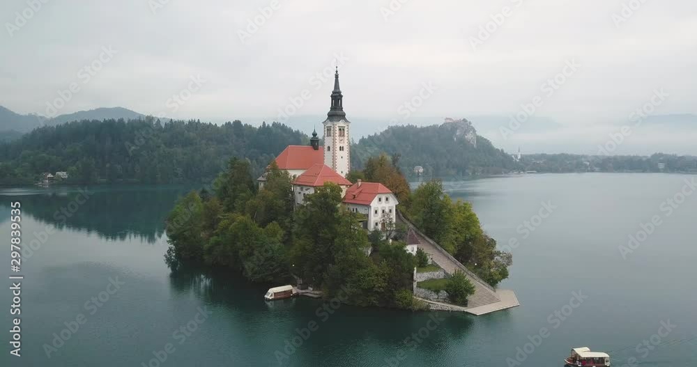Bled lake in Slovakia with church on island. Bled lake in Slovakia with church on island.
