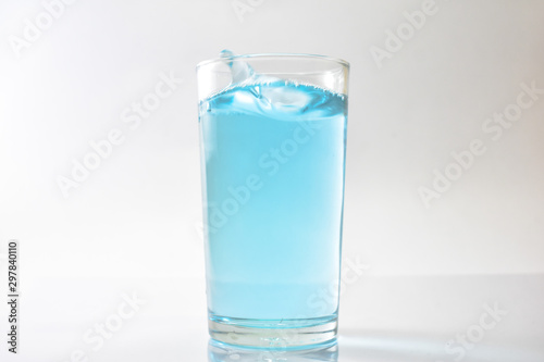 Water blue and air bubbles over white background 