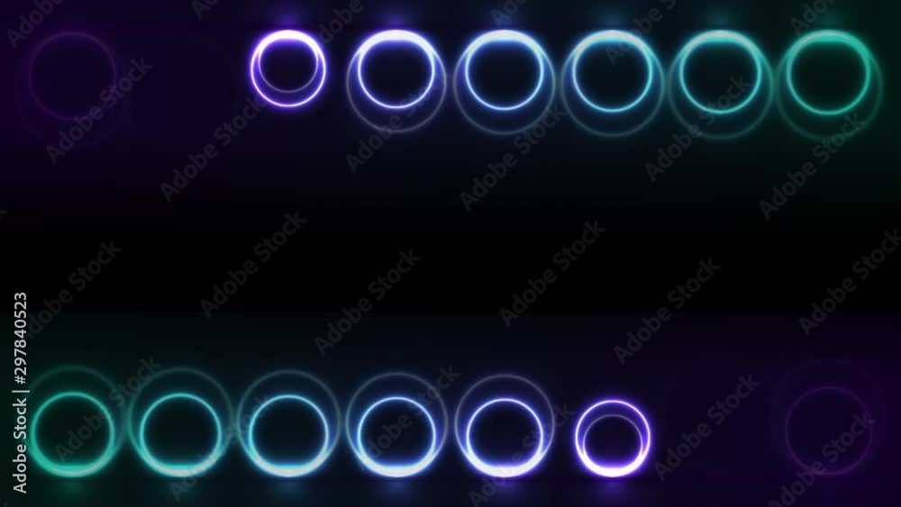 Abstract tech motion design with cyan and violet glowing neon circles. Technology futuristic background. Seamless loop. Video animation Ultra HD 4K 3840x2160
