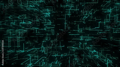 Abstract digital pipes background in 3d space, computer connections and network