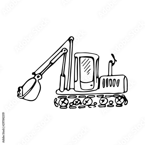 excavator freehand drawing vector sketch