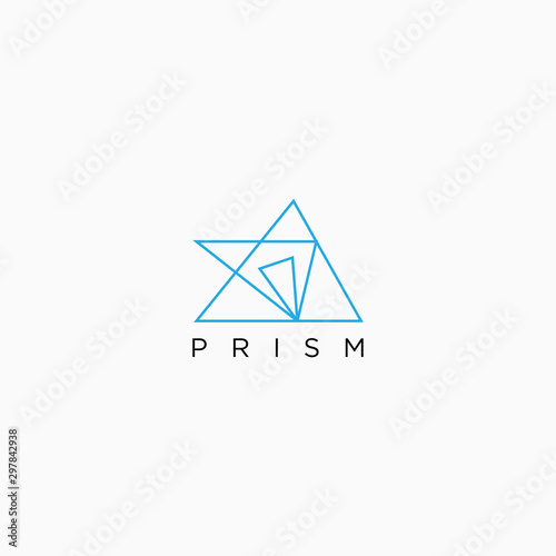 Abstract Prism polygonal Logo Icon Design Template. Triangle, Line, Modern Vector Illustration