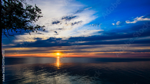 sunset over the lake