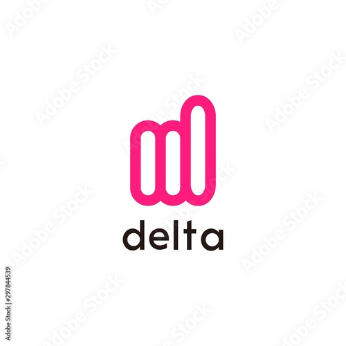 Modern logo design of letter d with pink and white background - EPS10 - Vector.