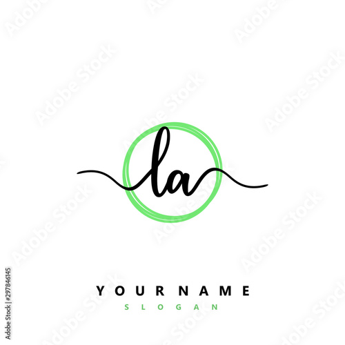 LA Initial handwriting logo vector