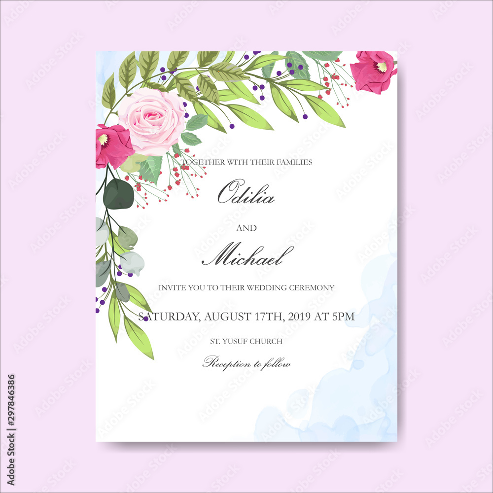 wedding cards invitation with beautiful floral themes