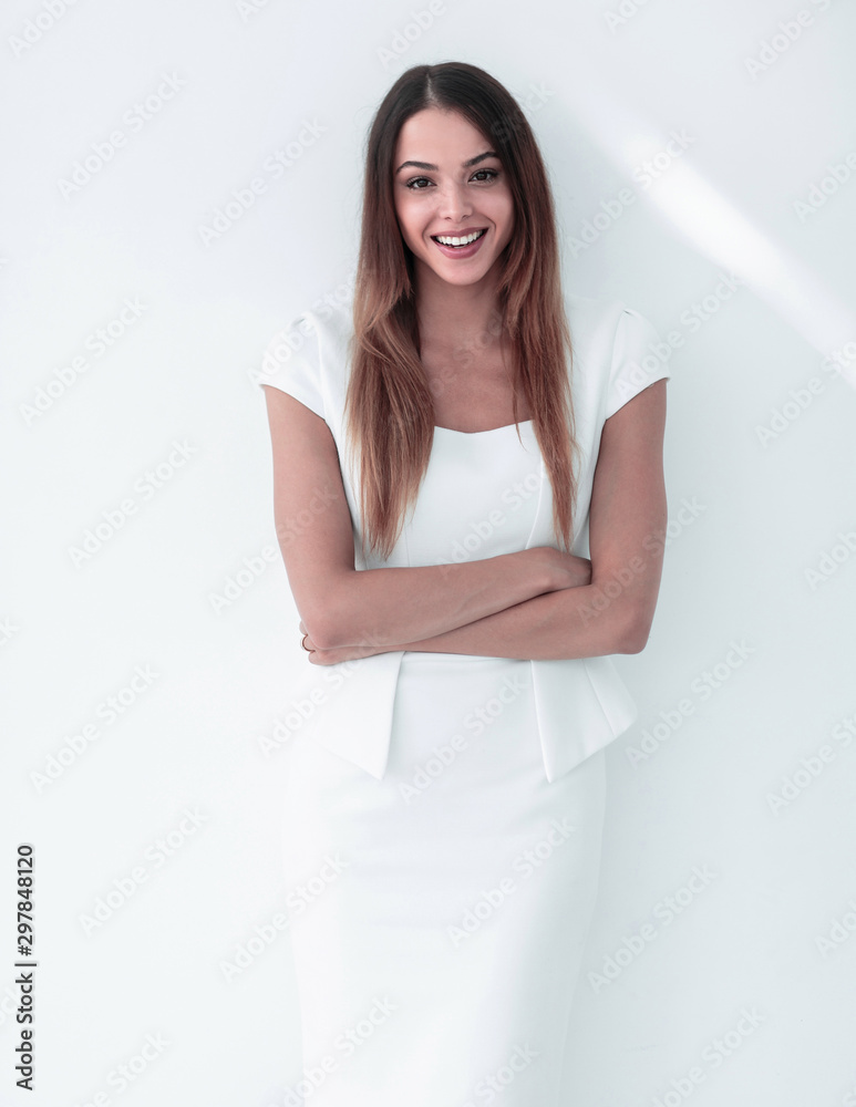 Portrait of successful business woman on white. Portrait of successful business woman on white.
