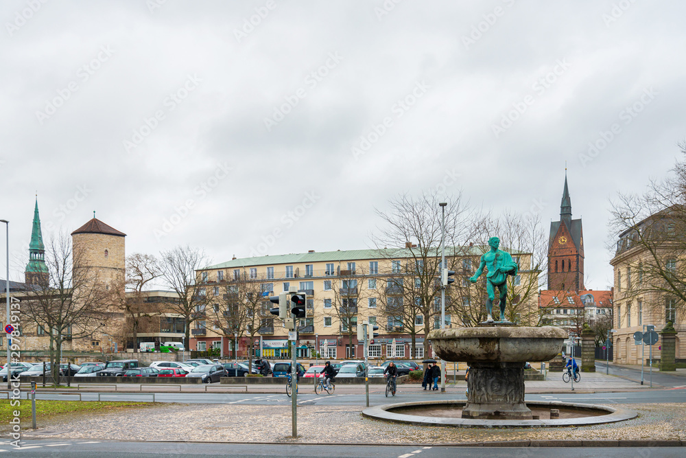 HANNOVER, GERMANY- March 13, 2018 : Street view of downtown in Hannover, Germany.