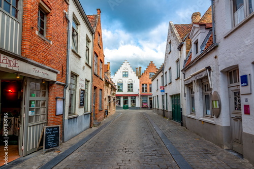 Bruges  Belgium - June 2018  Medieval streets of old Brugge