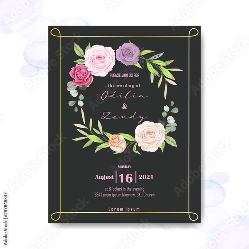 design, invitation, floral, illustration, card, vector, greeting, frame, wedding, beautiful, flower, nature, background, spring, vintage, romantic, template, decorative, leaf, border, decoration, art,