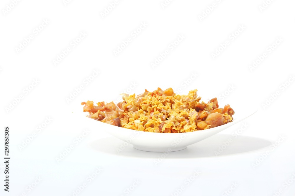 Tendon fried chicken on a white background Tendon fried chicken on a white background